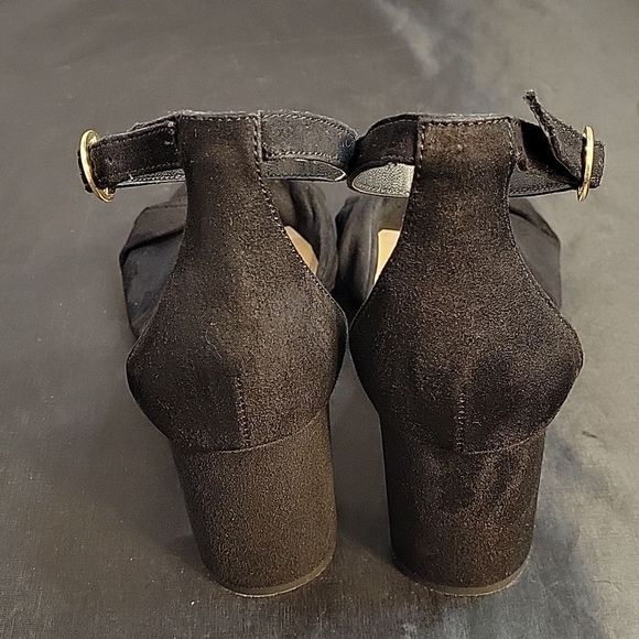 H&M SUEDE BLOCK HEEL ADJUSTABLE BUCKLE ANKLE STRAP WOMEN"S OPEN TOE SANDAL - Picture 6 of 13